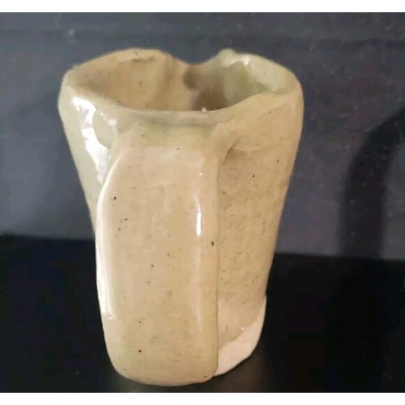 Studio Art Artisan Made Pottery Pitcher Signed Stoneware Hand Molded Pinched - Picture 2 of 8